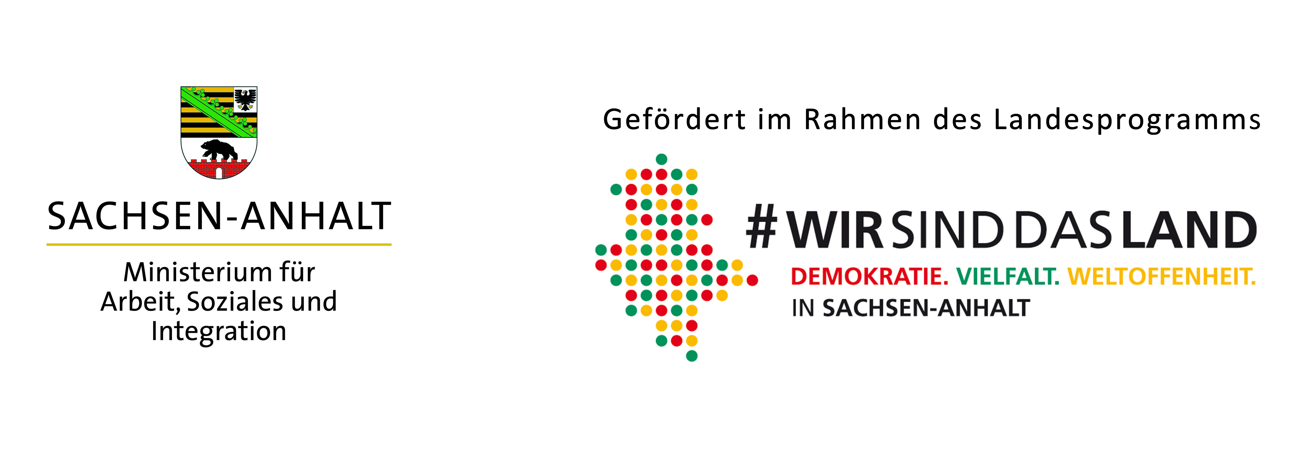 Logo Landesprogramm Demokratie, Vielfalt, Weltoffenheit des Ministerium für Arbeit, Soziales und Integration in Sachsen-Anhalt